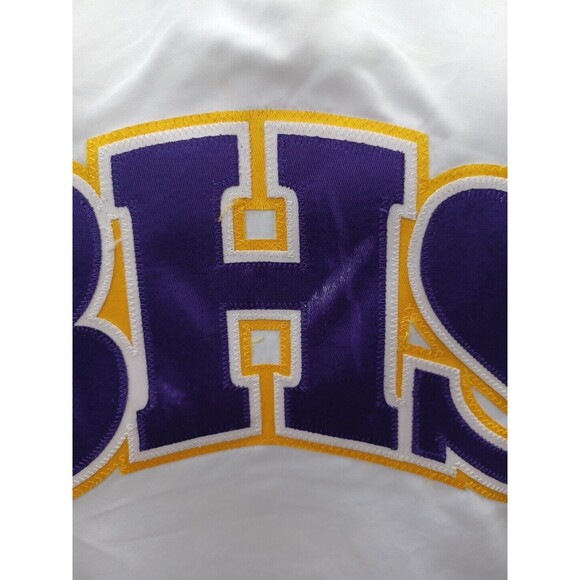 Vtg Varsity Spirit Cheerleader Pullover Jacket BHS Purple White Yellow M - Picture 3 of 11